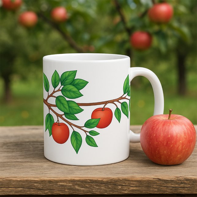 Taza De Café Rama roja de manzanos: fruta fresca y hojas verdes (Subido por el creador)