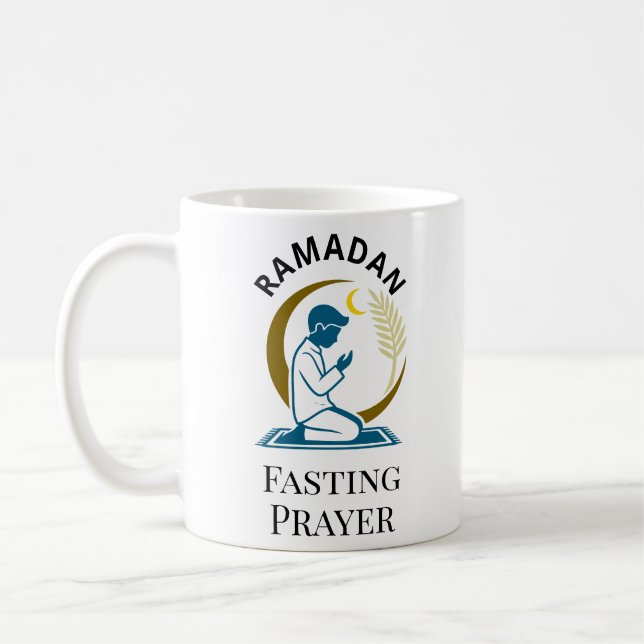 Taza De Café Ramadan Fasting Prayer Man Islamic Vector Graphic  (Izquierda)