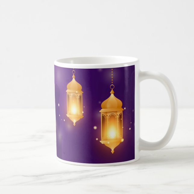 Taza De Café Ramadan Kareem Bienvenida Mes Santo Púrpura (Derecha)