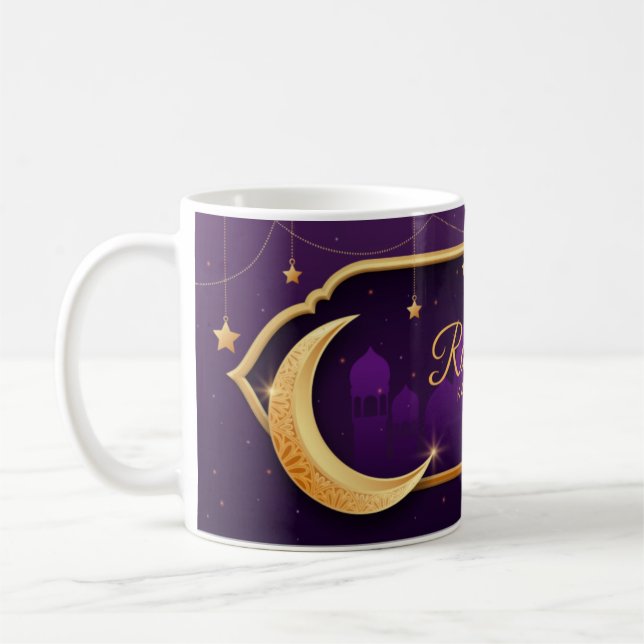 Taza De Café Ramadan Kareem Purple Gold Crescent Stars Mezquita (Izquierda)