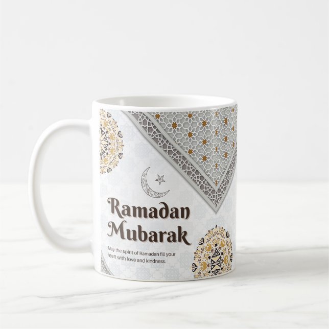 Taza De Café Ramadan Mubarak Mandala Crescent Art (Izquierda)