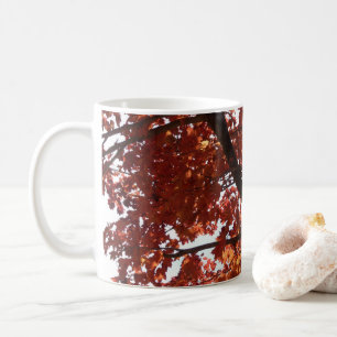 Taza De Café Ramas de Arce Rojo Colores de Otoño