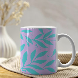 Taza De Café Ramas de bonito - adolescente turquesa y violeta