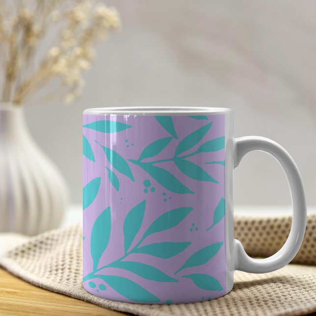 Taza De Café Ramas de bonito - adolescente turquesa y violeta (Subido por el creador)