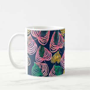 Taza De Café Ramas de césped de patrón floral sin soldadura de 