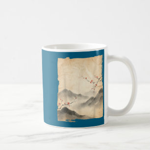 Taza De Café Ramas de flor de cerezo pintura de tinta japonesa 