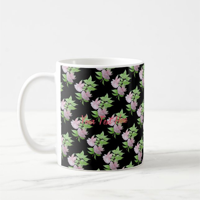 Taza De Café ramas de flores rosadas bonitos (Izquierda)