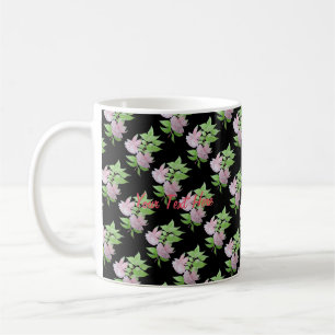 Taza De Café ramas de flores rosas bonitos