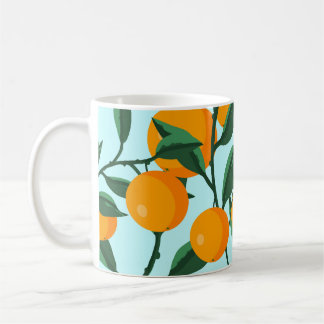Taza De Café Ramas de naranjas, huella vintage de cítricos.