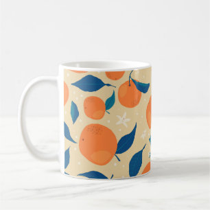 Taza De Café Ramas de naranjas: Patrón de fondo beige