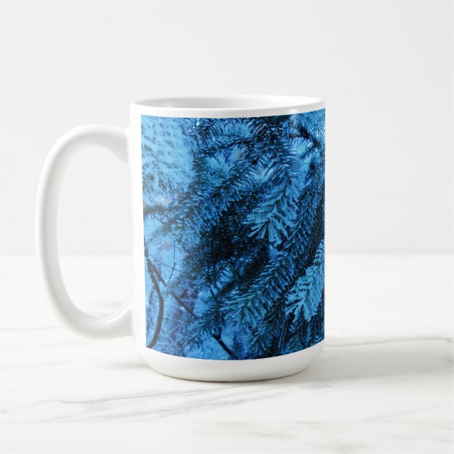 Taza De Café Ramas prudentes cubiertas de nieve y cristales de  (Izquierda)