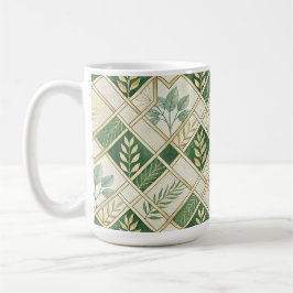 TAZA DE CAFÉ RAMAS Y VIDES IRLANDESES VERDES Y DORADAS
