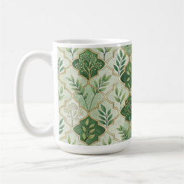 TAZA DE CAFÉ RAMAS Y VIDES IRLANDESES VERDES Y DORADAS