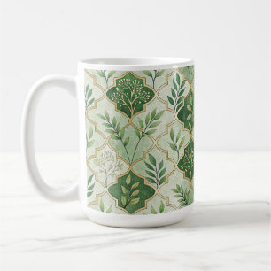 TAZA DE CAFÉ RAMAS Y VIDES IRLANDESES VERDES Y DORADAS