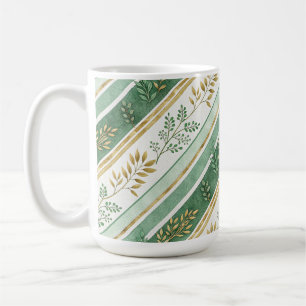 TAZA DE CAFÉ RAMAS Y VIDES IRLANDESES VERDES Y DORADOS