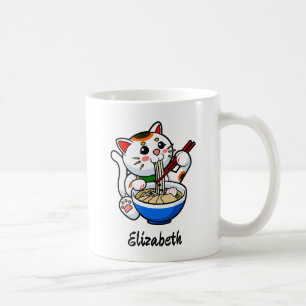 Taza De Café Ramén de gato afortunado - Personalizado