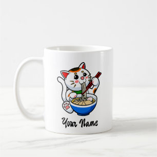 Taza De Café Ramen del Gato Afortunado - Personalizado