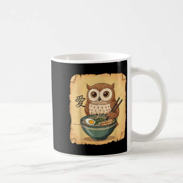 Taza De Café Ramen Owl Noodle Kawaii Lover Japanese Funny Graph (Derecha)