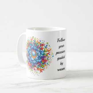 Taza De Café Ramillete floral azul de acuarela vibrante