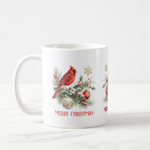 Taza De Café Ramo de Acebo de Navidad Cardenal Rojo