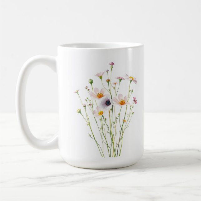 Taza De Café Ramo de acuarela de flores silvestres (Izquierda)