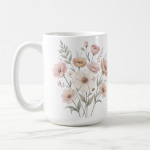 Taza De Café Ramo de Anémona Suave Acuarela Suavidad