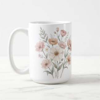 Taza De Café Ramo de Anémona Suave Acuarela Suavidad