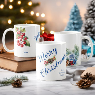 Taza De Café Ramo de Bayas de Acebo Nombre de la Familia Navida