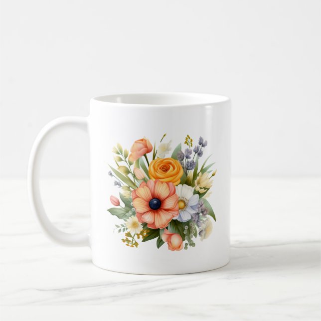 Taza De Café Ramo De Flores De Primavera Clipart-92390 (Izquierda)