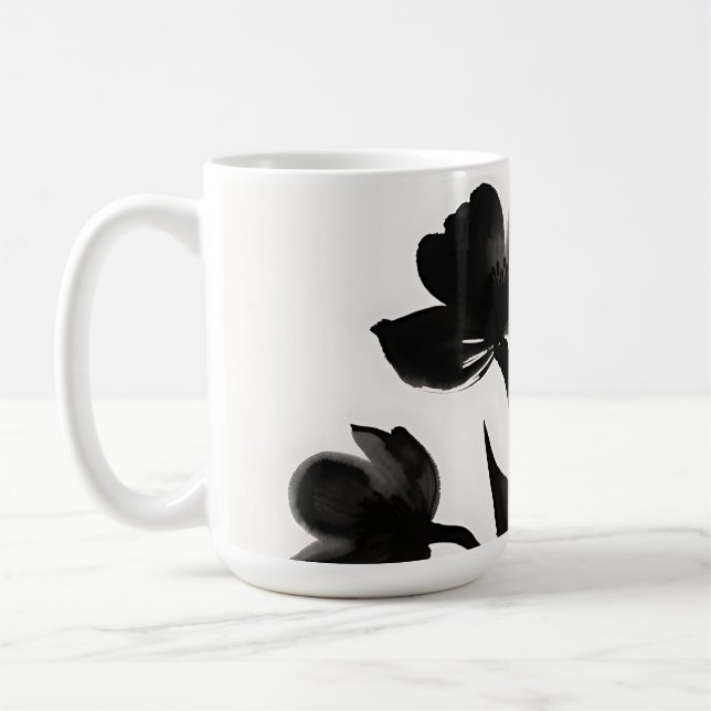 Taza De Café Ramo de flores de tinta negra (Izquierda)