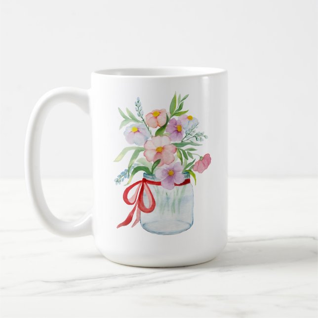 Taza De Café Ramo de flores en un jarrón con costilla (Izquierda)