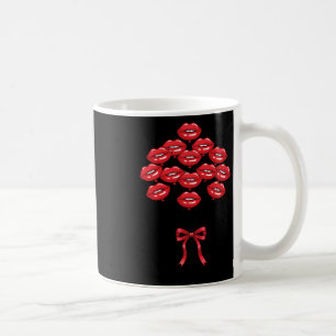 Taza De Café Ramo de flores Lloons de labios rojos brillantes d