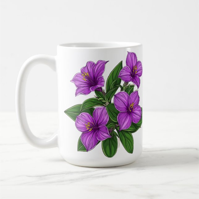 Taza De Café Ramo de Flores Purpúreas (Izquierda)