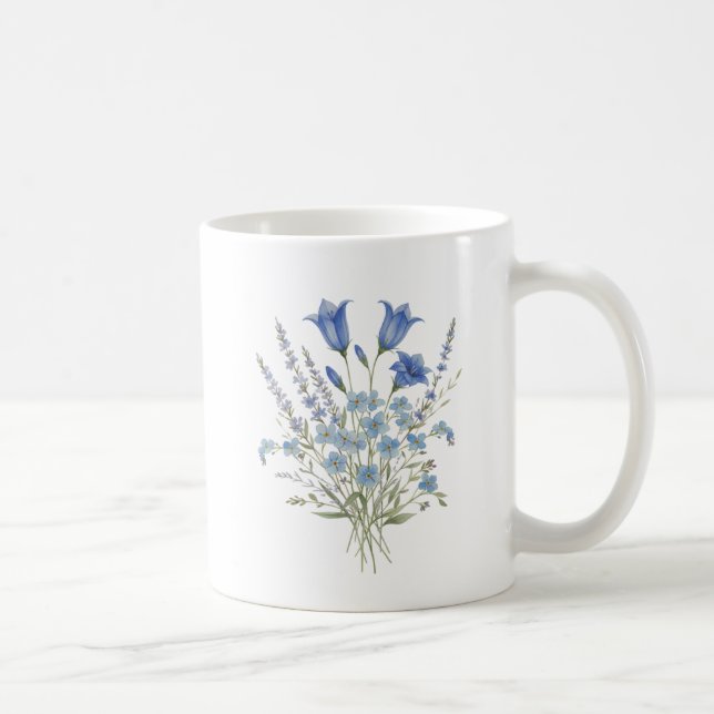 Taza De Café Ramo de flores silvestres azules (Derecha)