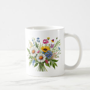 Taza De Café Ramo de flores silvestres coloridas elegantes