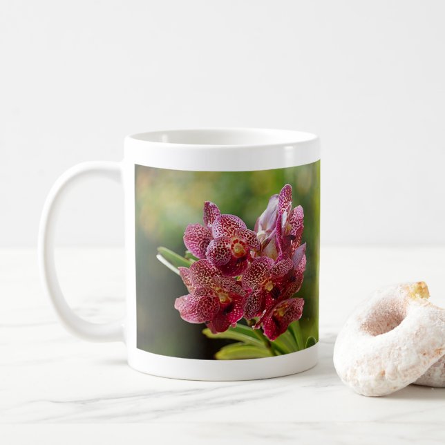 Taza De Café Ramo de Orquídea Vanda Tropical (Con donut)