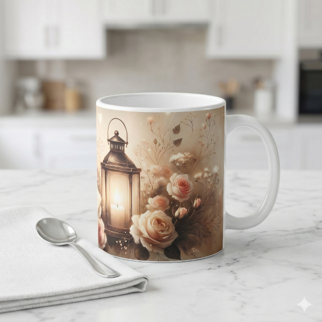 Taza De Café Ramo de rosas con brillo de linterna (Rose Lantern Glow Bouquet Coffee Mug)