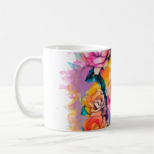 Taza De Café Ramo de Rosas con Toques de Acuarela Moderna