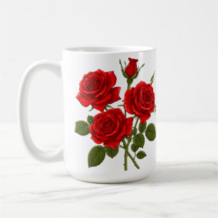 Taza De Café Ramo de Rosas Rojas