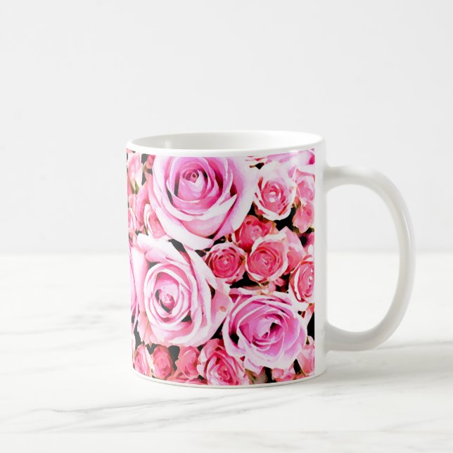 Taza De Café Ramo de rosas rosadas (Derecha)