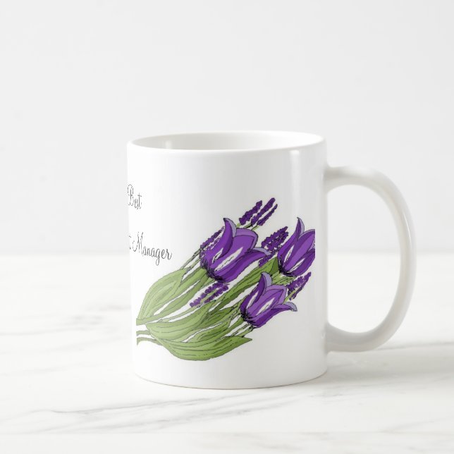 Taza De Café Ramo de Tulipanes Morados (Derecha)