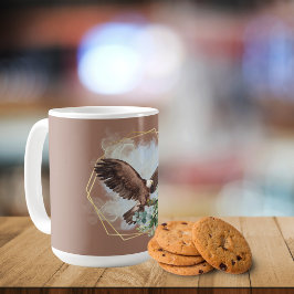 Taza De Café Ramo enmarcado de águila calva acuarela