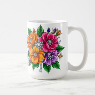 Taza De Café Ramo Floral Colorido