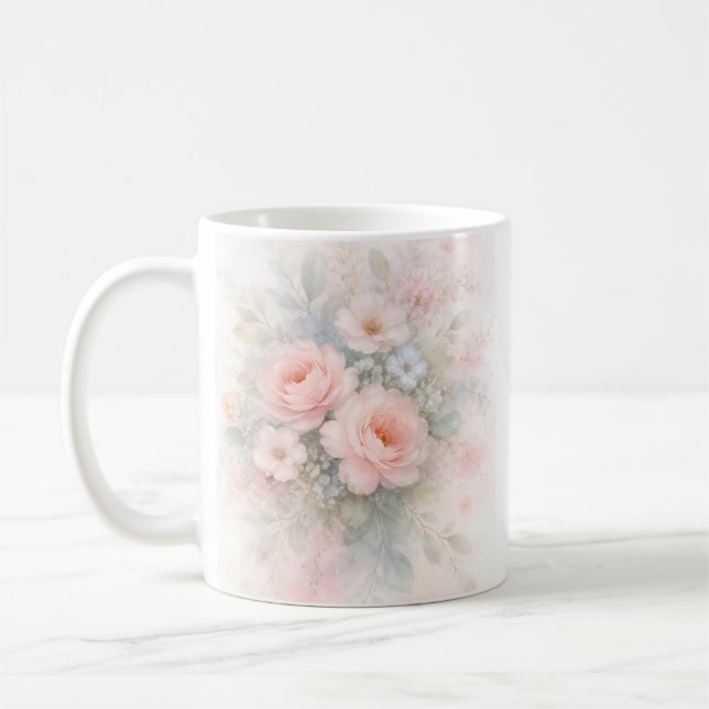 Taza De Café Ramo Floral de Pastel Suave (Izquierda)