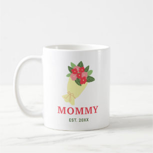 Taza De Café Ramo Floral del Año Personalizado para Mamá Regalo