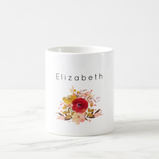 Taza De Café Ramo floral lindo de la acuarela personalizado