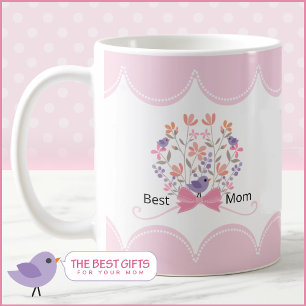 Taza De Café Ramo Floral Mejor Mamá Personalizable Día de la Ma