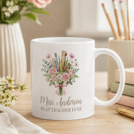 Taza De Café Ramo Floral Personalizado para el Mejor Maestro