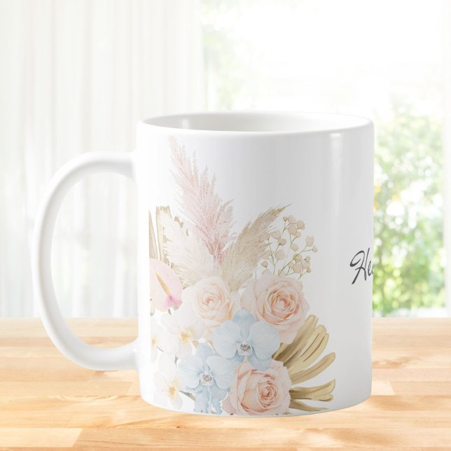 Taza De Café Ramo Floral Tropical Bonito Monogramado (Subido por el creador)