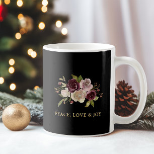 Taza De Café Ramo invernal de paz amor y alegría Vacaciones